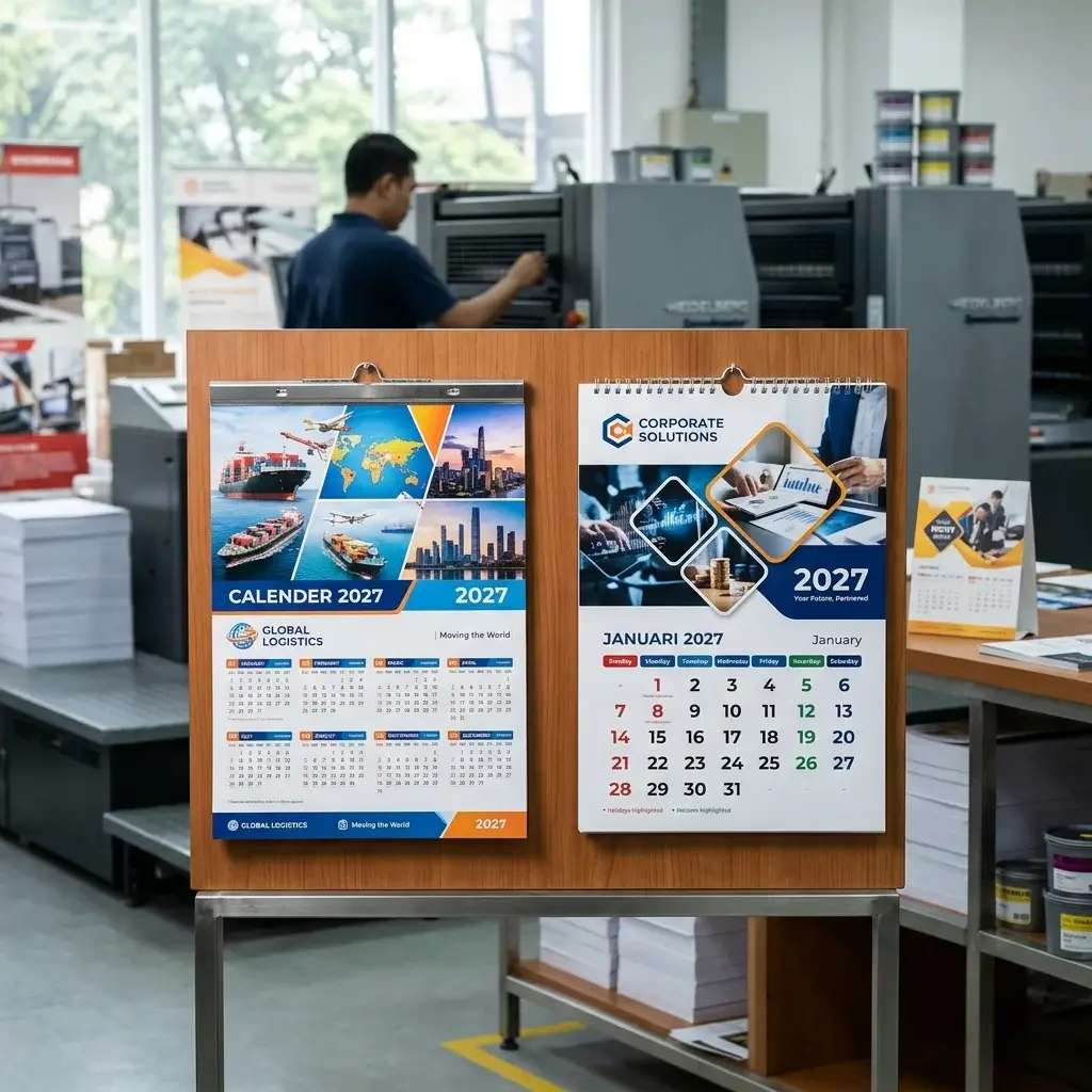 Panduan Memilih Finishing Kalender Dinding Klem Seng vs Spiral Kawat Percetakan Offset Prima Print Surabaya