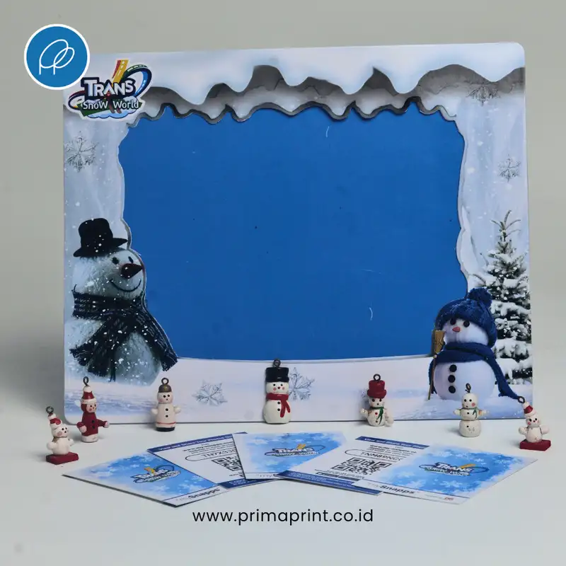 Paper frame tema wahana indoor — Art carton, 6 × 8 cm, laminating glossy + die cut